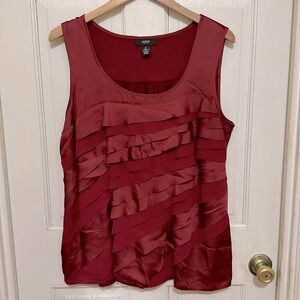 ALFANI Chiffon Layered Burgundy Sleeveless Blouse
